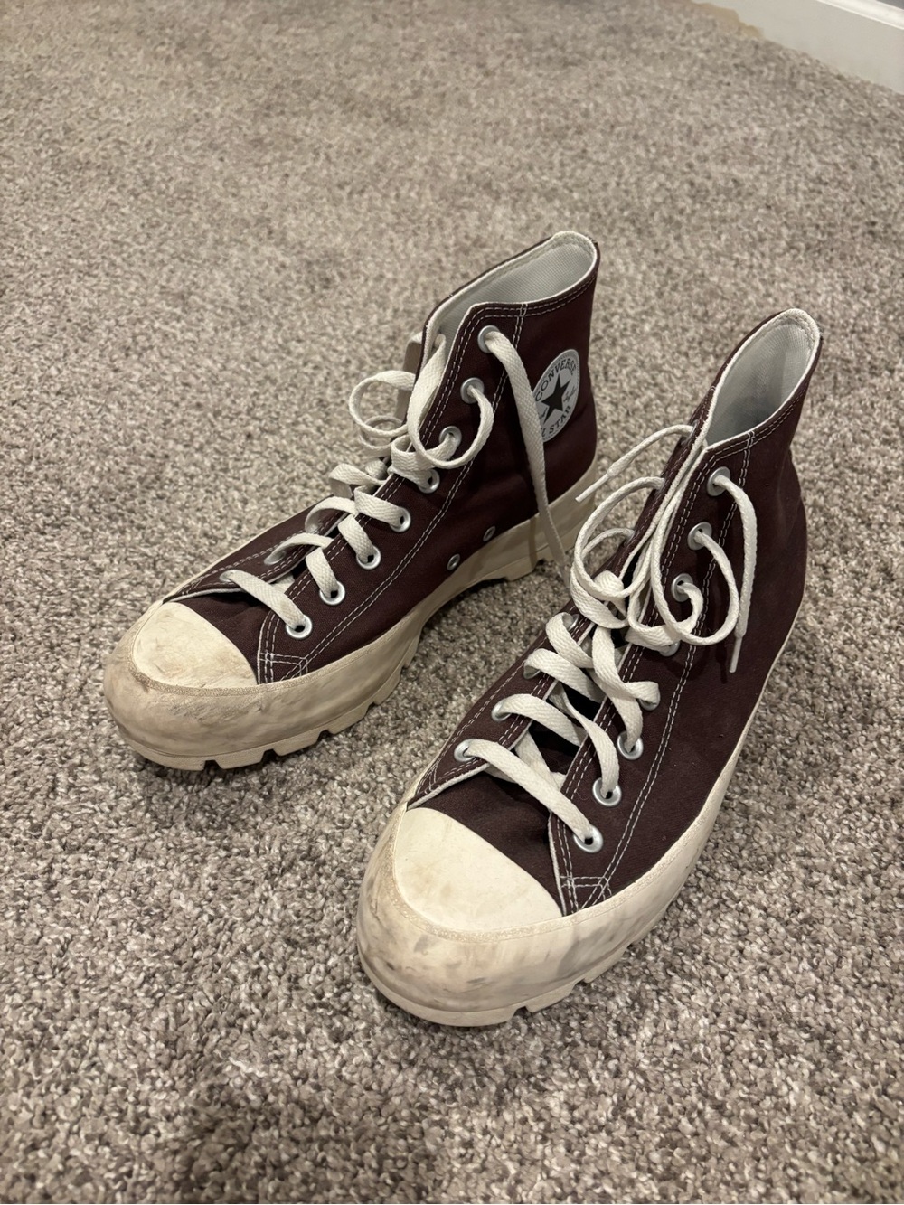 Converse High Top Sneakers - Dark Brown with White Accents